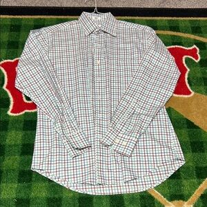 Peter Millar Dress Shirt Mens Medium Blue Business Office Casual Travel Preppy